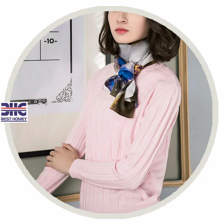 100% Cashmere Women Sweater Crew Neck Sweater Striped Sweater