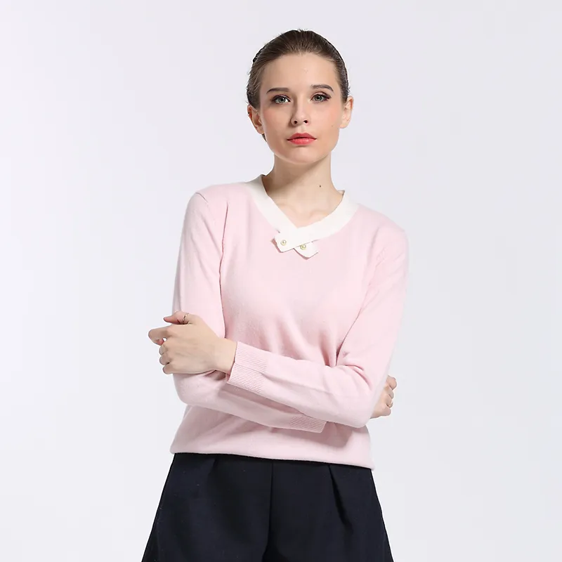 100% Cashmere Women Sweater Crew Neck Sweater Striped Sweater