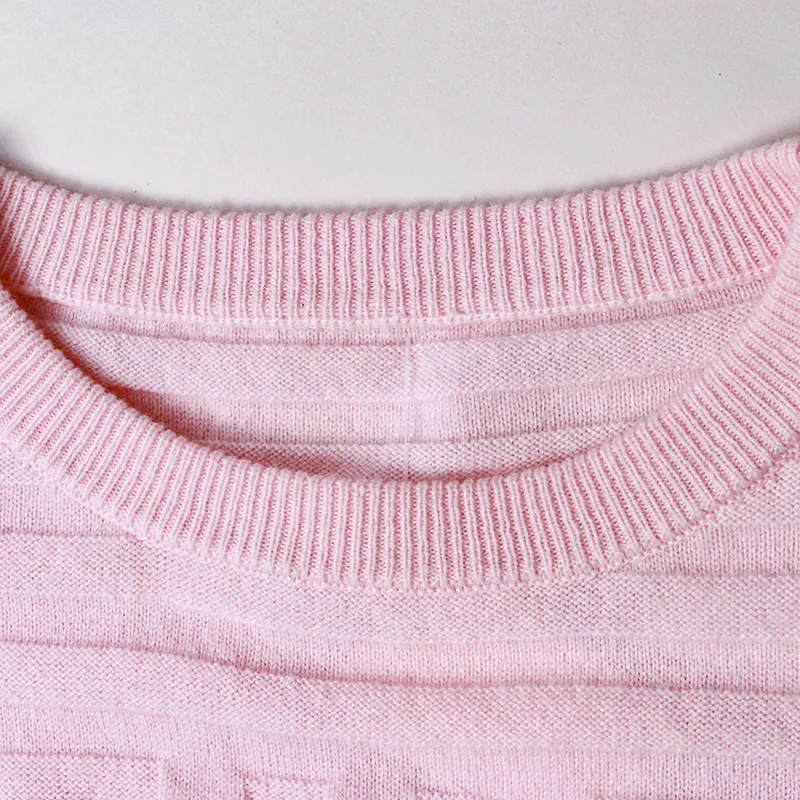 100% Cashmere Women Sweater Crew Neck Sweater Striped Sweater