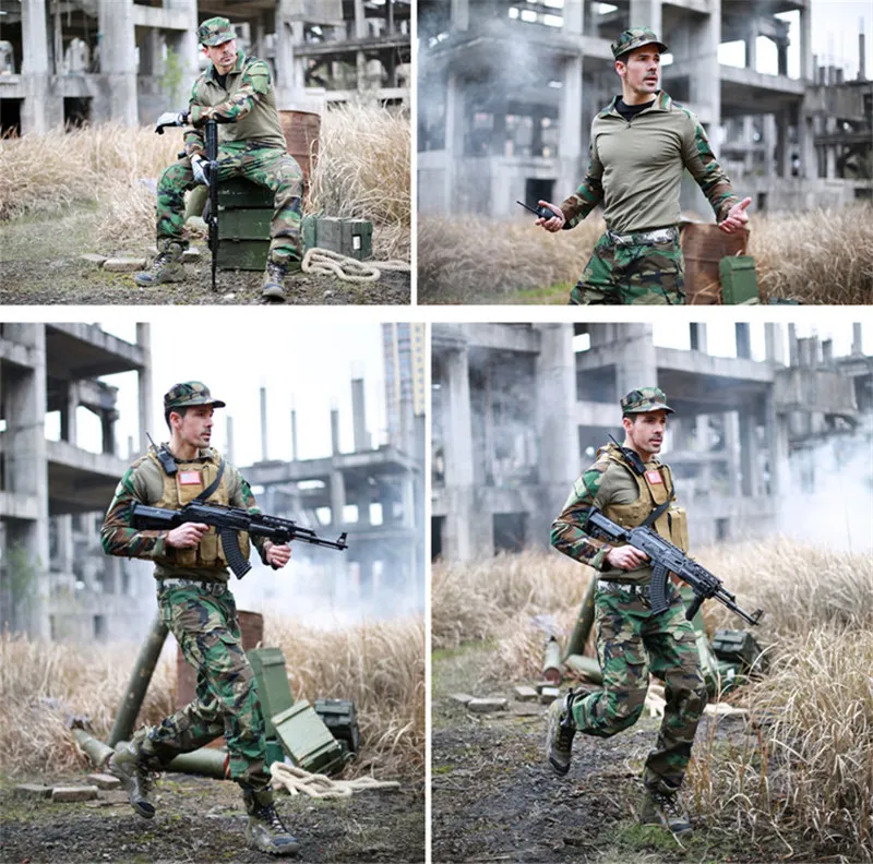 11-Colors Tactical Tight Outdoor Sports Camouflage Suit Military Style Uniform