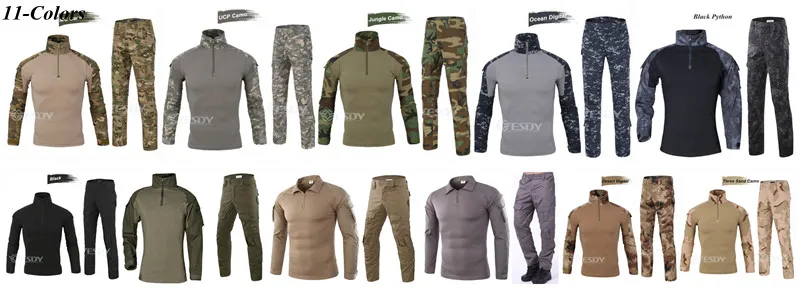11-Colors Tactical Tight Outdoor Sports Camouflage Suit Military Style Uniform
