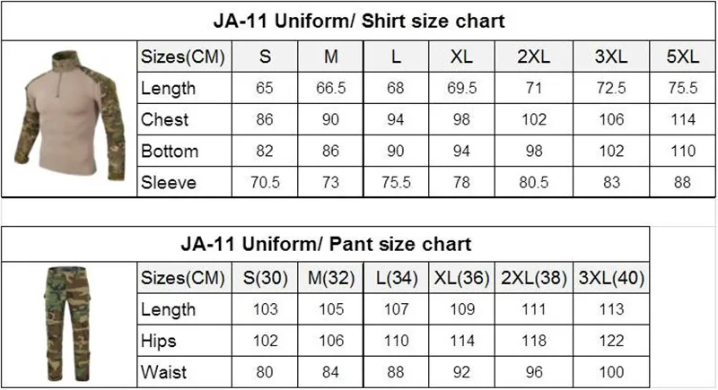 11-Colors Tactical Tight Outdoor Sports Camouflage Suit Military Style Uniform