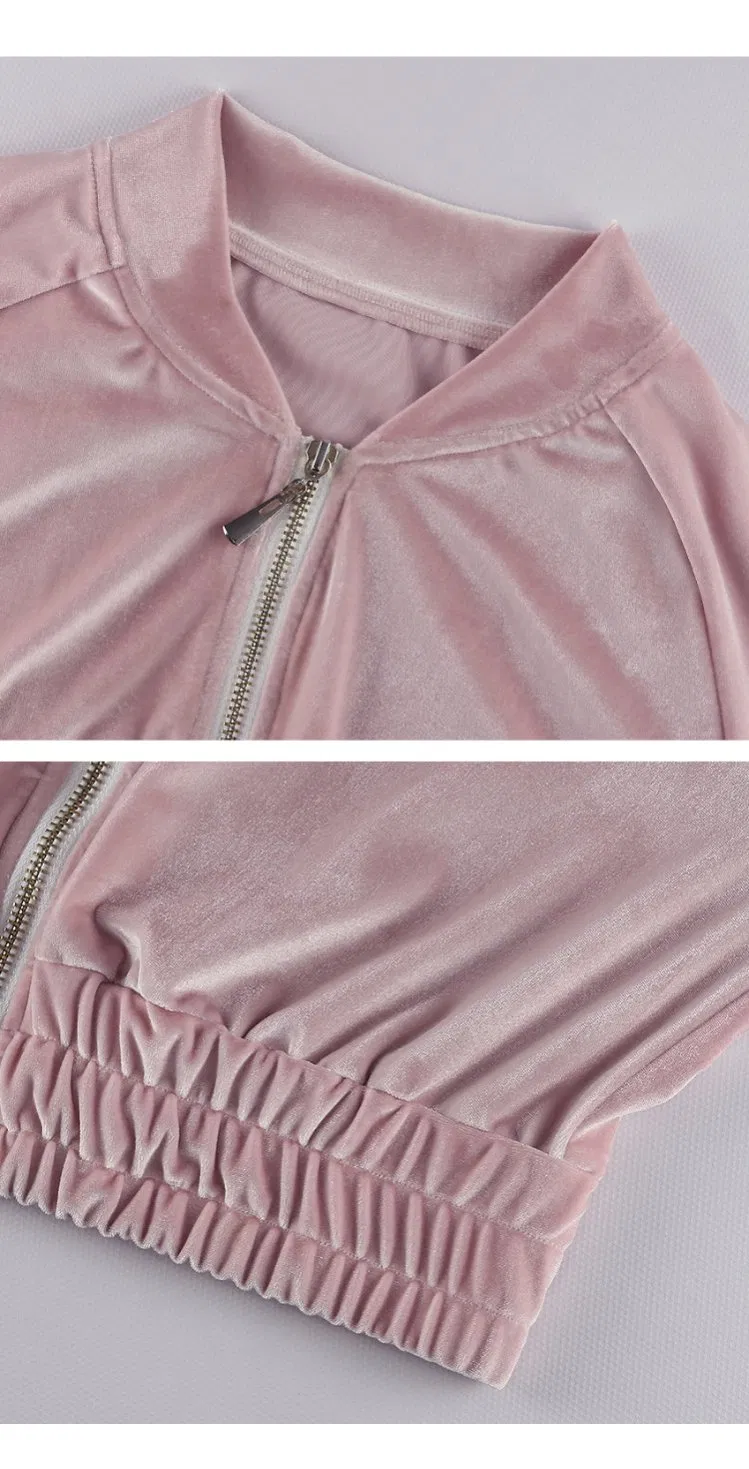 2 PCS Set Sweat Suit Womans Sexy Jogging Suit in Velvet Womens Sweatsuits