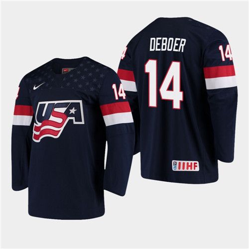 2018 Iihf World Championship USA Team Cole Caufield Hughes Jerseys