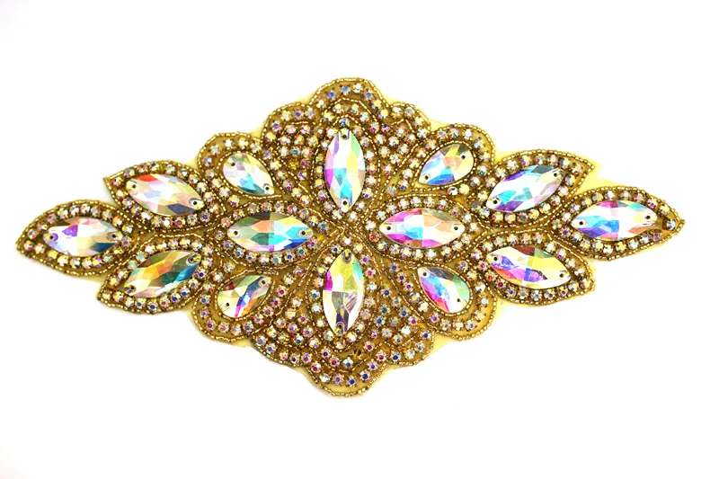 2018 Wholesale Elegant Dazzling Bridal Embroidery Applique Rhinestone Appliques