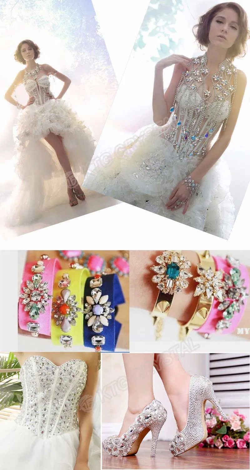 2018 Wholesale Elegant Dazzling Bridal Embroidery Applique Rhinestone Appliques