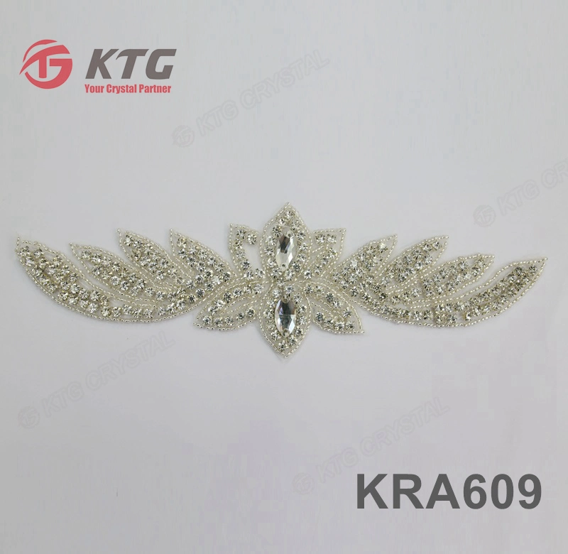 2021 Wholesale Elegant Dazzling Bridal Embroidery Applique Rhinestone Appliques