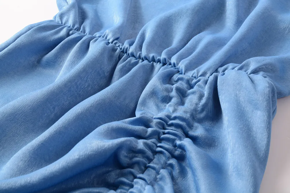 2020 New Arrival Solid Color Collar Ruffle Dress