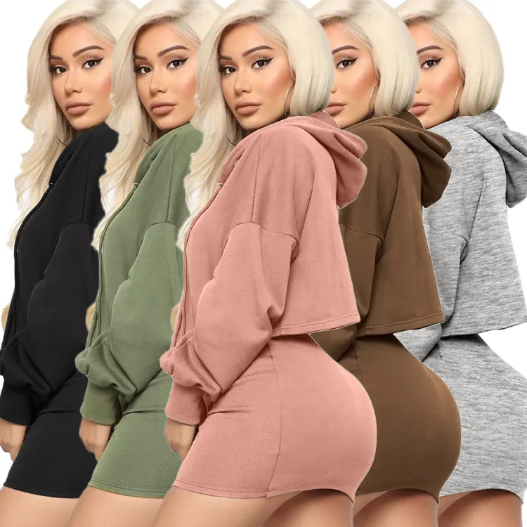 2021 Aibort Hot New Style Original Solid Color Long Sleeve Two Piece Set Outfits Women 2 Piece Set Clothing