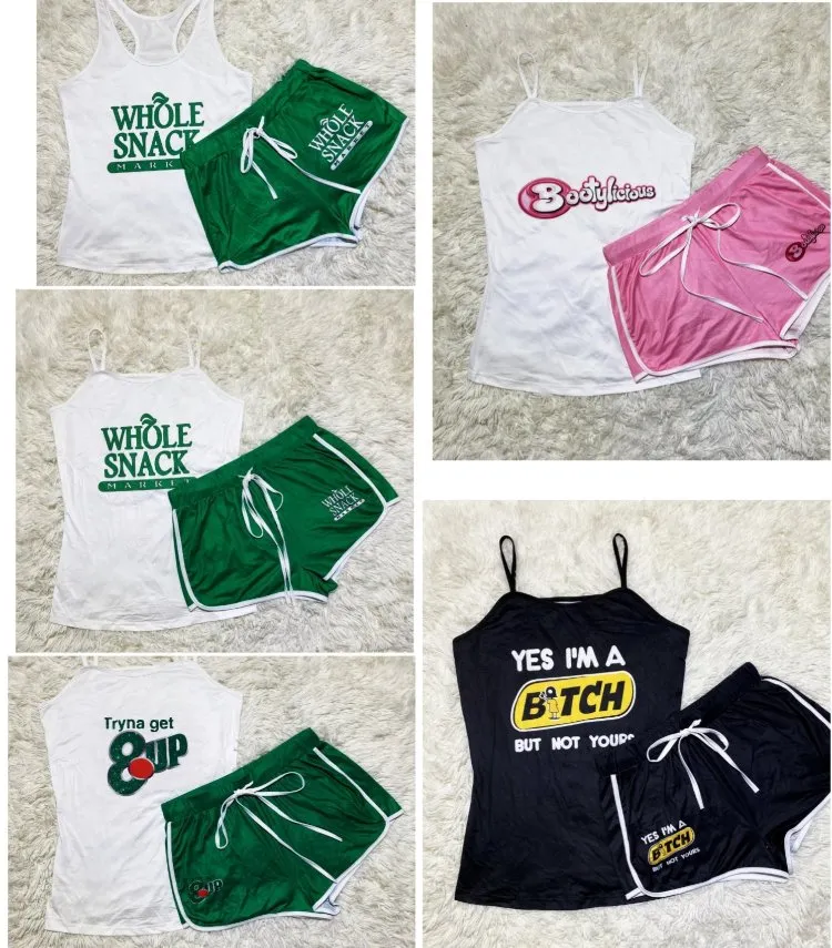 2021 New Arrivals Summer Two Piece Shorts Set Lounge Women Cartoon Pajama Sleepwear