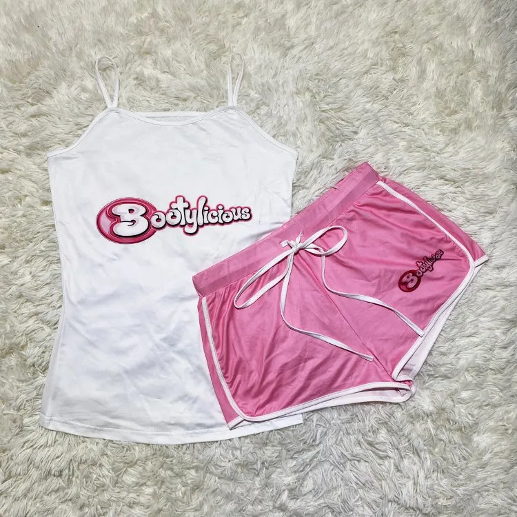 2021 New Arrivals Summer Two Piece Shorts Set Lounge Women Cartoon Pajama Sleepwear