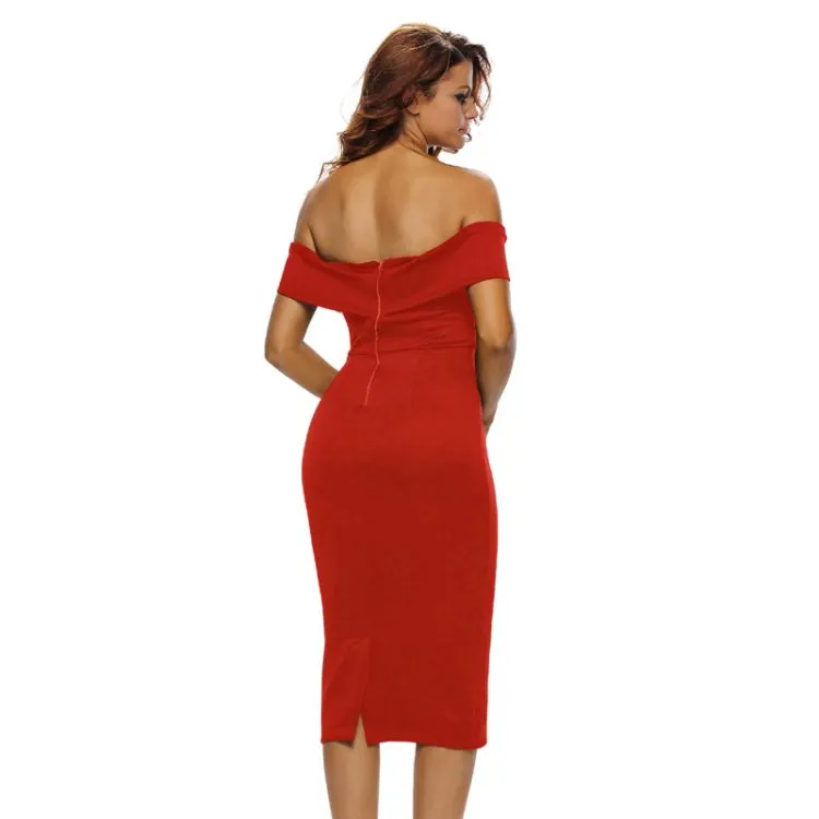 2021 Sexy Women Elegant Pencil off Shoulder Party Bodycon MIDI Pencil Women Dress