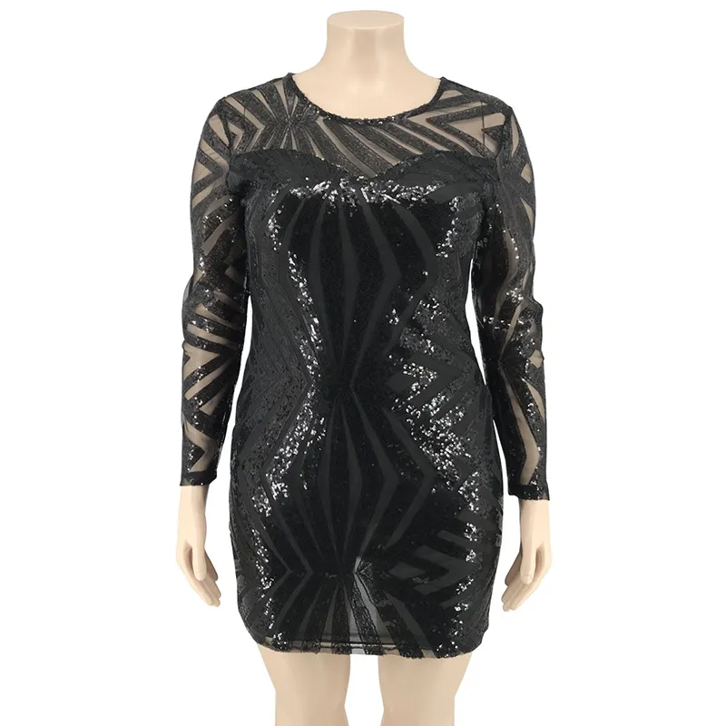 a Few Sequins Tight Sexy Plus Size Women′s Dress