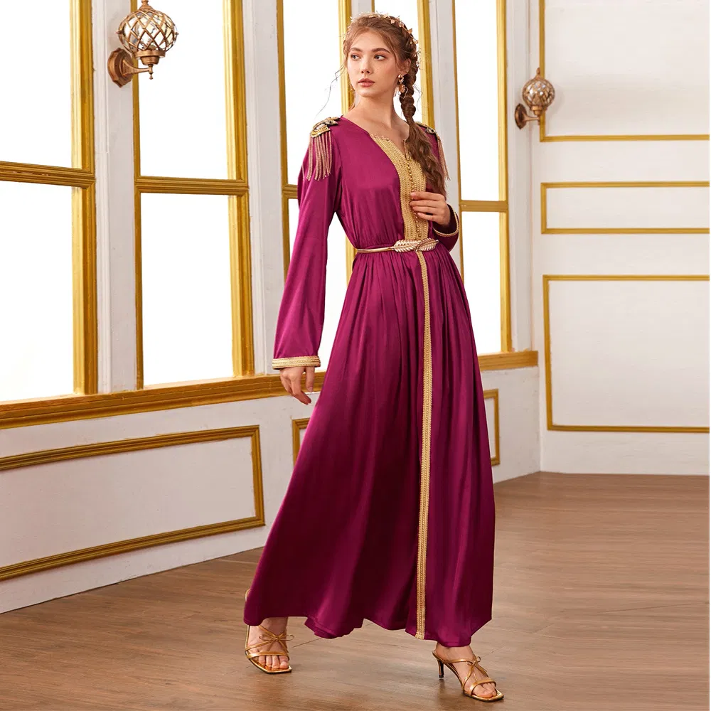 Adult Blocked Moroccan Dress Modest Fashion Islamic Clothing Abaya Turkey Kimono Abaya Muslim Dress Abaya