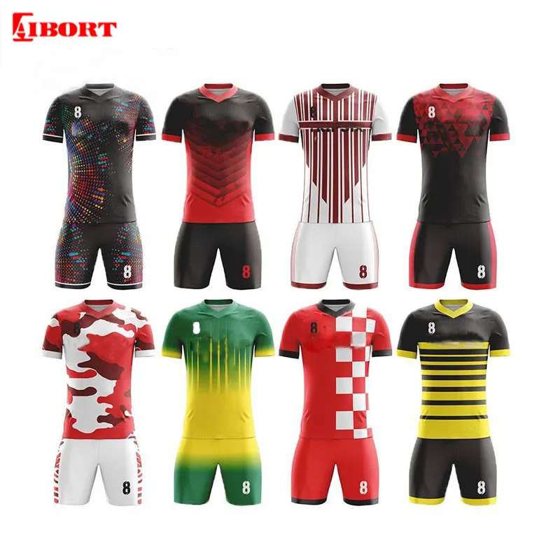 Aibort Authentic Team Striped Popular Soccer Uniform for Men (L-SC-30)
