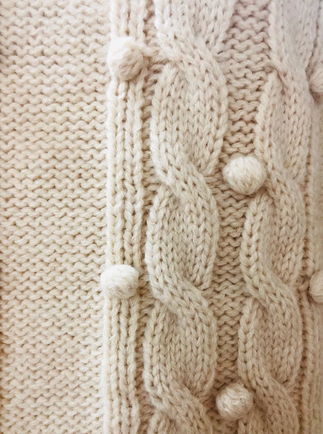 Alpaca Blend Bubble Chunky Knit off Shoulder Pullover for Women