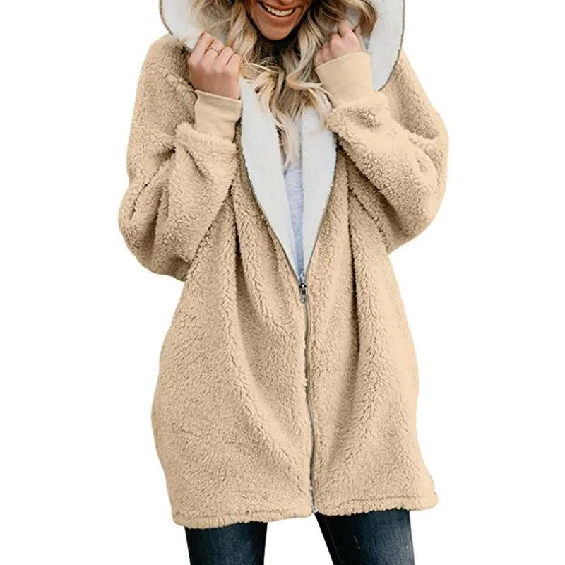 Amazon Ebay Hot Sale Fashion Lady Berber Fleece Cardigan Long Jacket for Leisure Casual Wear