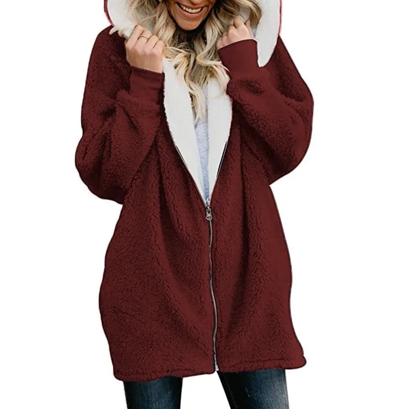 Amazon Ebay Hot Sale Fashion Lady Berber Fleece Cardigan Long Jacket for Leisure Casual Wear