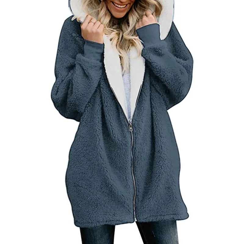 Amazon Ebay Hot Sale Fashion Lady Berber Fleece Cardigan Long Jacket for Leisure Casual Wear