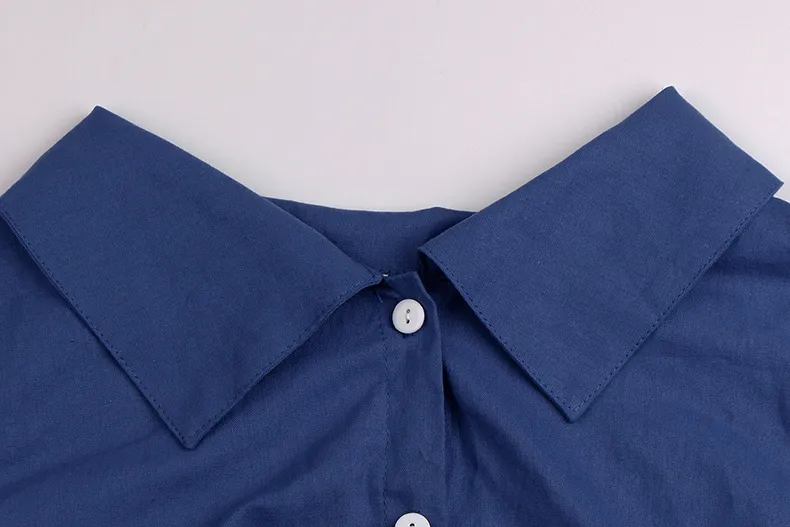 Autumn Casual Solid Color Loose Button Medium Length Dress