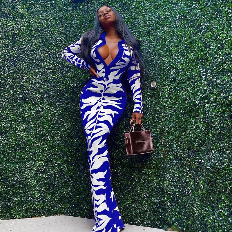 Autumn New Polo Button Print Sexy Dress