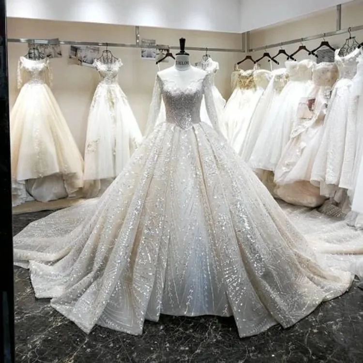 Beini White Lace Bead Bridal Evening Gown Wedding Dress