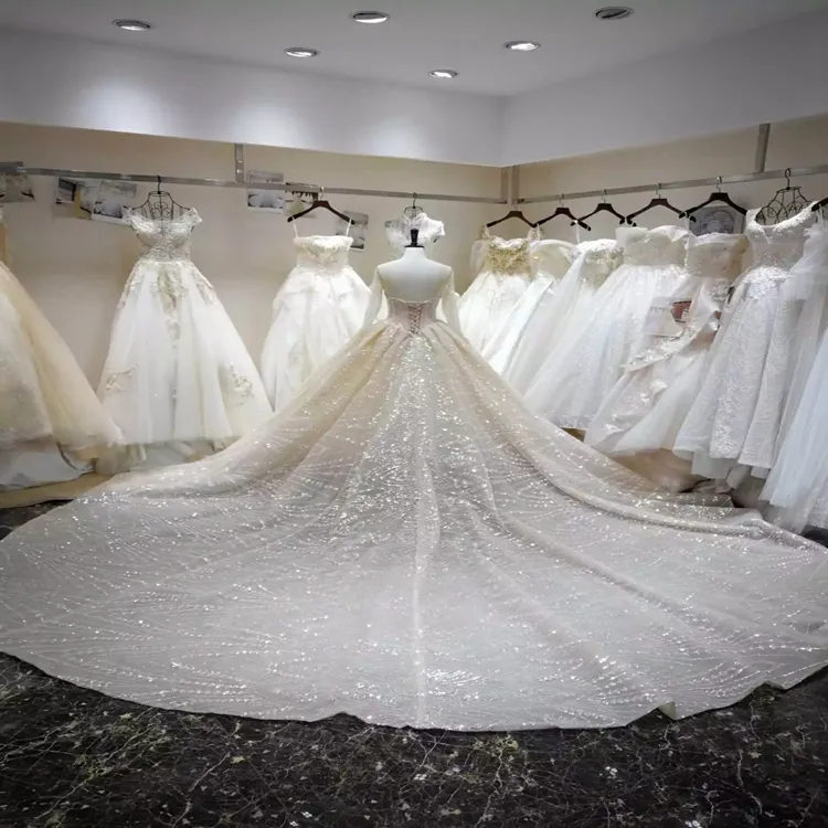 Beini White Lace Bead Bridal Evening Gown Wedding Dress