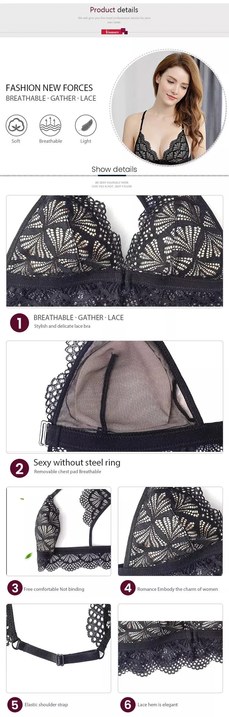 Breathable 3/4 Cup Bra and Panty New Stylish Lingerie Sets