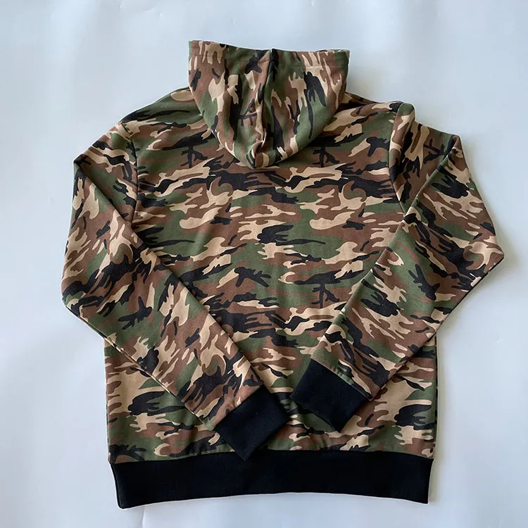 Camouflage Long Sleeve Fleeces Wholesale Hoodies No Strings