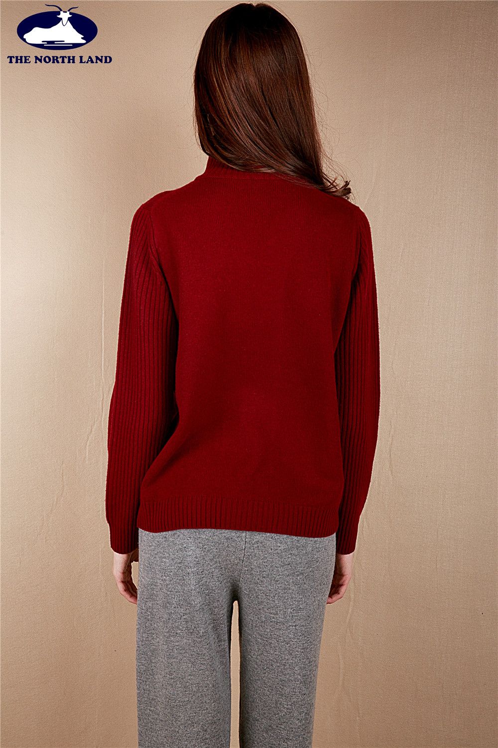 Cashmere High Neck Ribbed Cardigan with Zipper-Cashmere Sweater-Ladies Cashmere Sweater