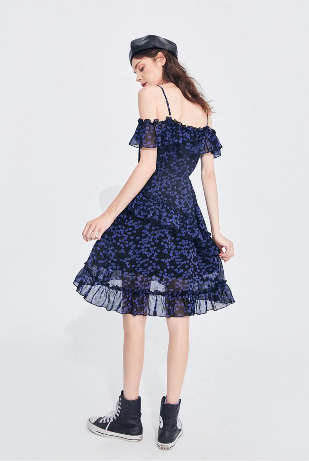 Casual Holiday Fairy off-Shoulder Ruffle Gather Mini Slip Dress