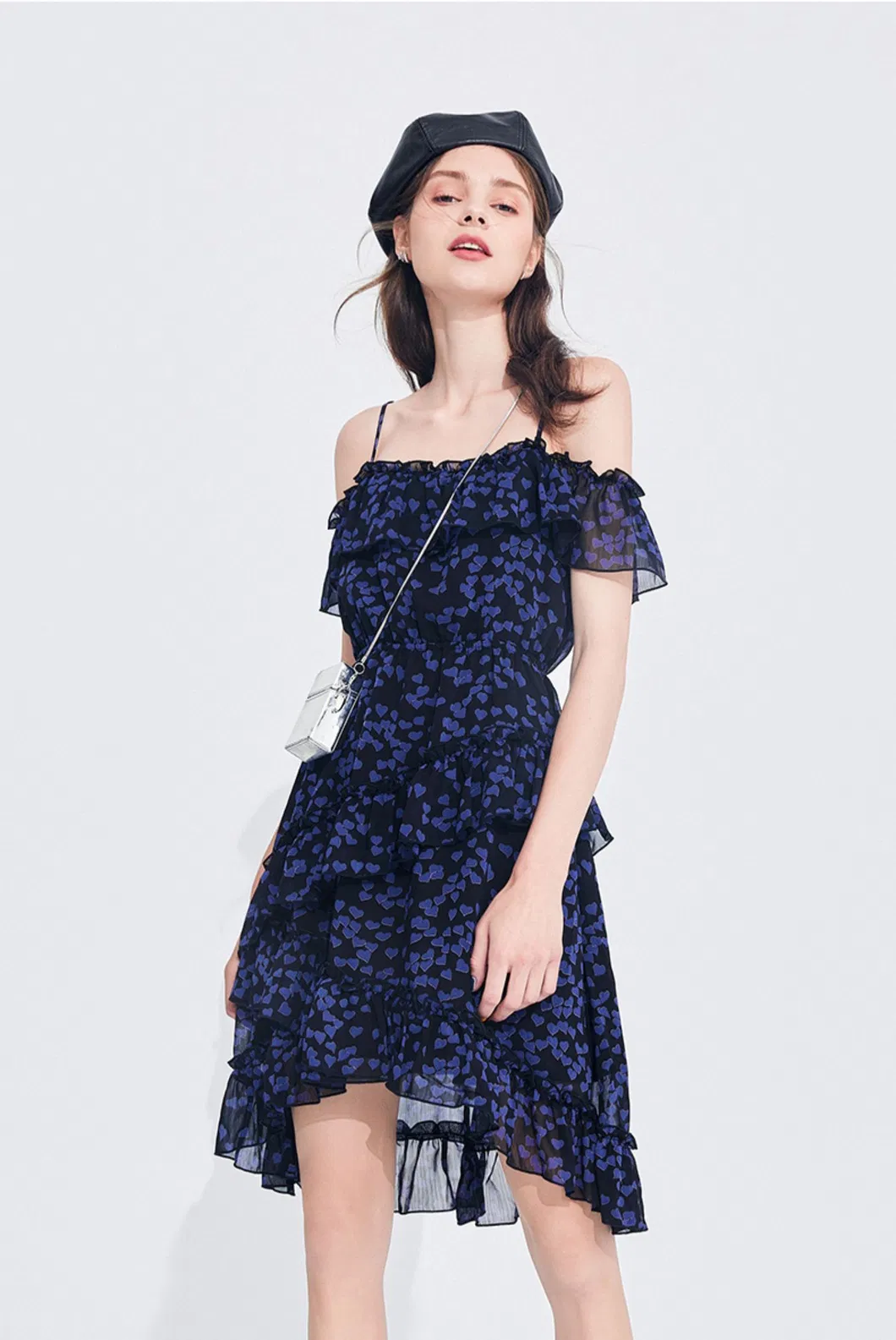 Casual Holiday Fairy off-Shoulder Ruffle Gather Mini Slip Dress