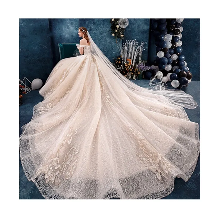 Champagne off-Shoulder Grace Wedding Dress