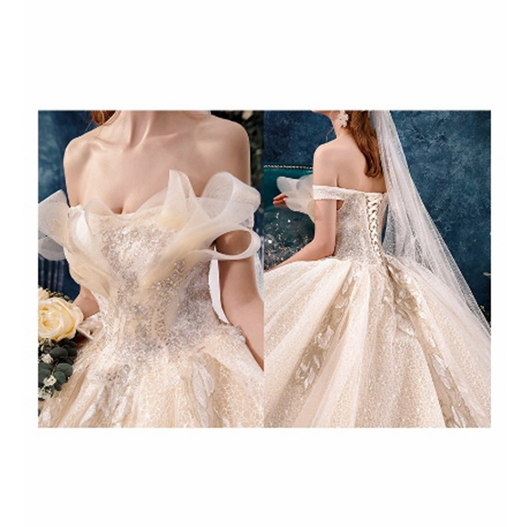 Champagne off-Shoulder Grace Wedding Dress