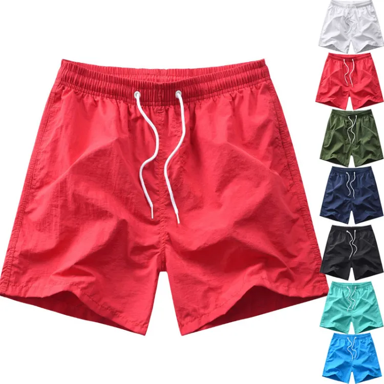 Custom Logo Mens Swim Trunks Quick Dry Boardshorts with Mesh Lining Above Knee Swimwear Bathing Suits