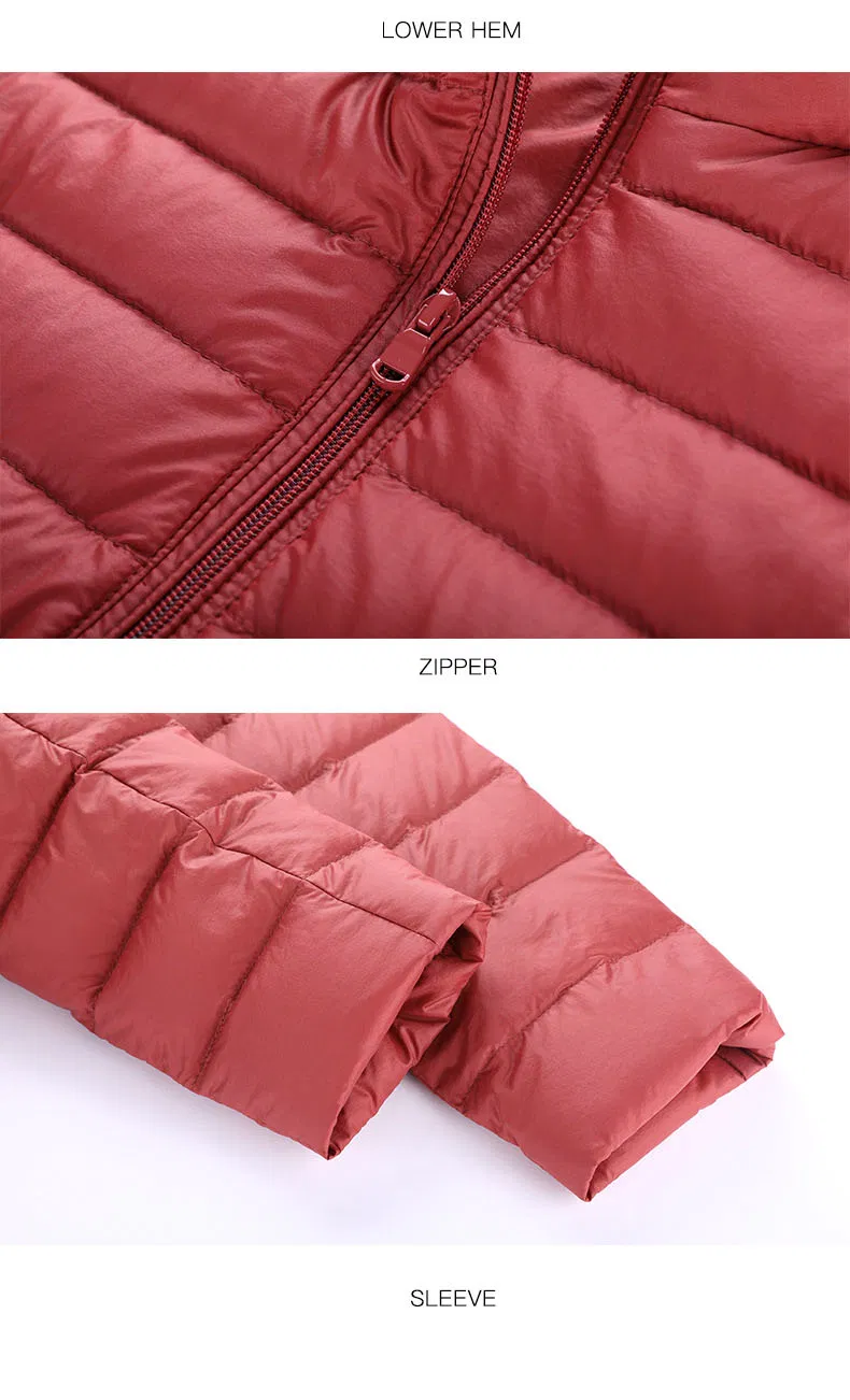 Custom Logo Printing Women Down Jacket Ultralight 90% Down 10% Feather Down Coat for Women