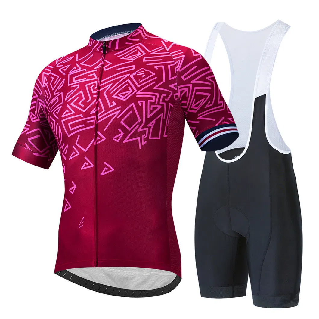 Custom Men′s Printed Short Sleeve Cycling Suit Breathe Quick-Drying Moisture and Wicking Bicycle Suit with Shirt and Bib/Shorts