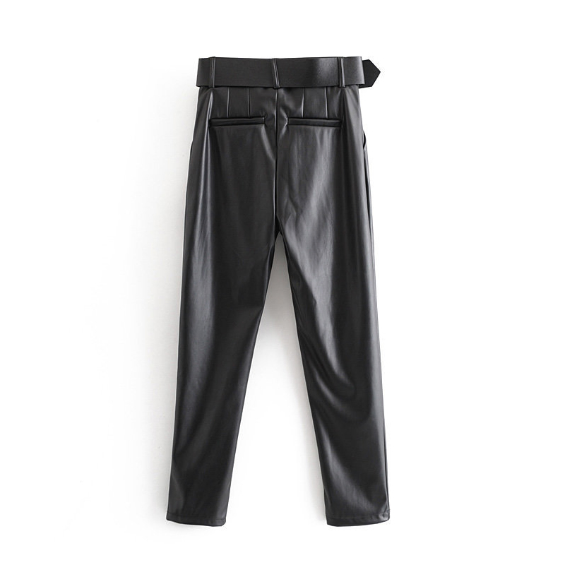Customized Promotional Wholesale New Design New Trend Black Leather Pants to The Ankle Cool Style for Women