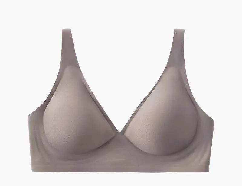 Different Solid Color Wireless Seamless Sexy V Shape Neckline Bonding Women Lingerie Underwear Bra Top