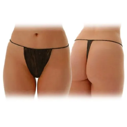 Disposable Black Thong Bikini Panties