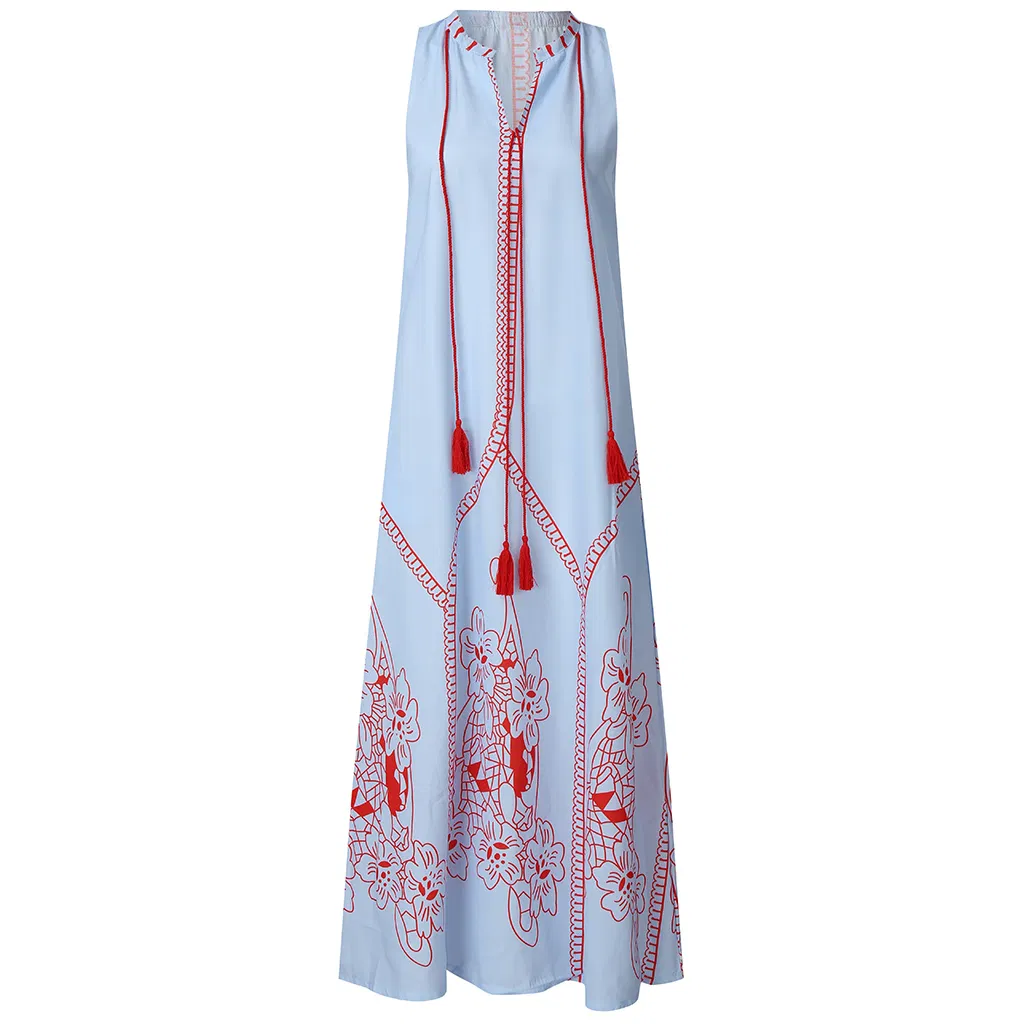 Dress V-Neck Embroidery Women Dresses Ukrainian Dress (B2021)