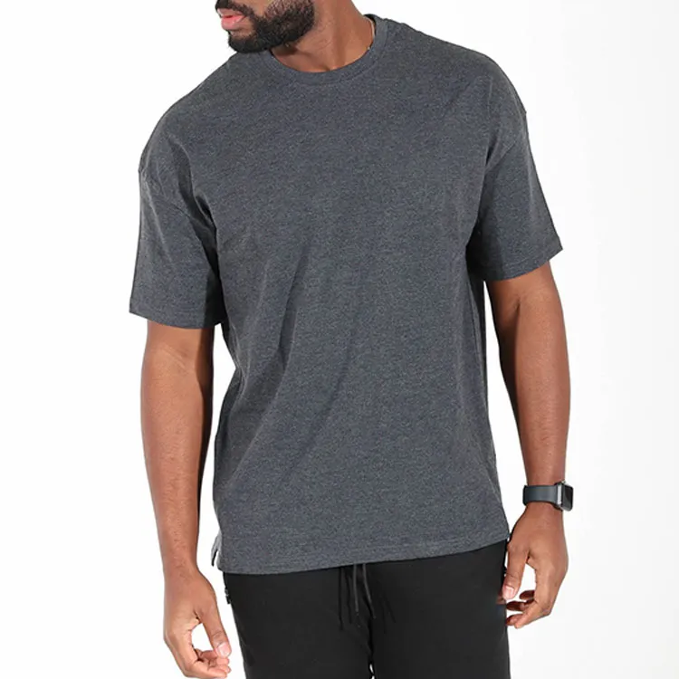 Drop Shoulder Hemp Gym Rip-Stop Breathable Plain Cotton Dye Men T Shirts