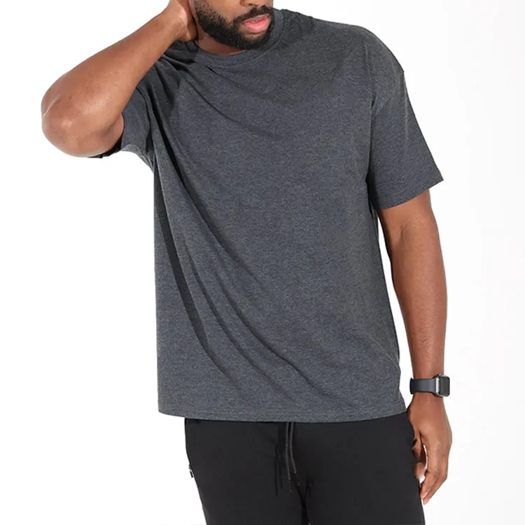 Drop Shoulder Hemp Gym Rip-Stop Breathable Plain Cotton Dye Men T Shirts