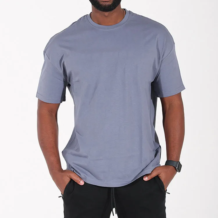 Drop Shoulder Hemp Gym Rip-Stop Breathable Plain Cotton Dye Men T Shirts