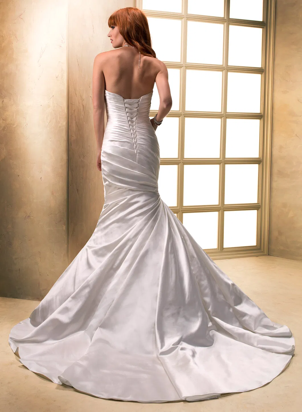 Elegant Mermaid Wedding Gowns Taffeta Luxury Pleated Wedding Dress