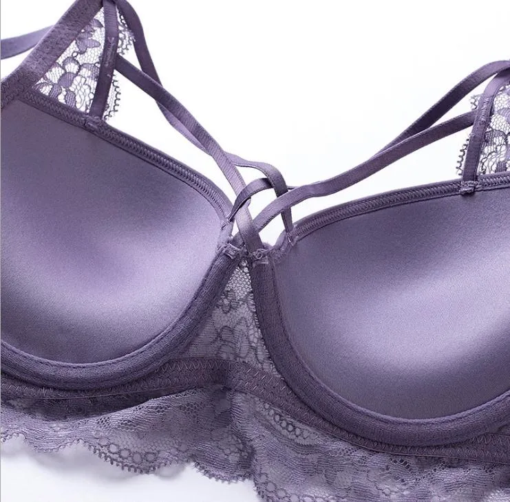 European and American New Style Gathered Adjust Bra Sexy and Sweet Lace Bra Suit