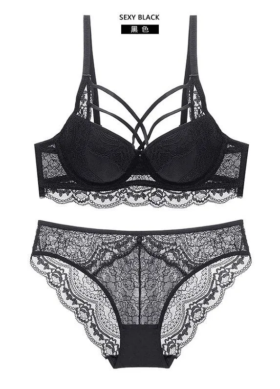 European and American New Style Gathered Adjust Bra Sexy and Sweet Lace Bra Suit