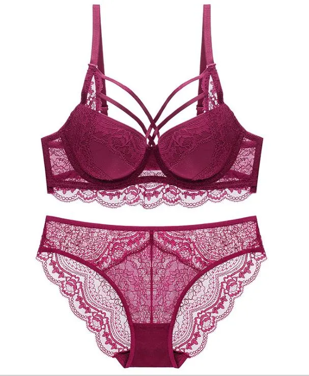 European and American New Style Gathered Adjust Bra Sexy and Sweet Lace Bra Suit