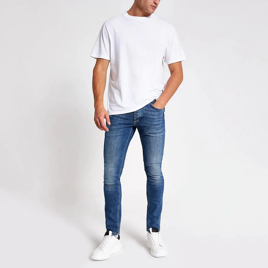 Fashion Casual Slim Fit Pencil Pants Stretch Cotton Jeans Mens