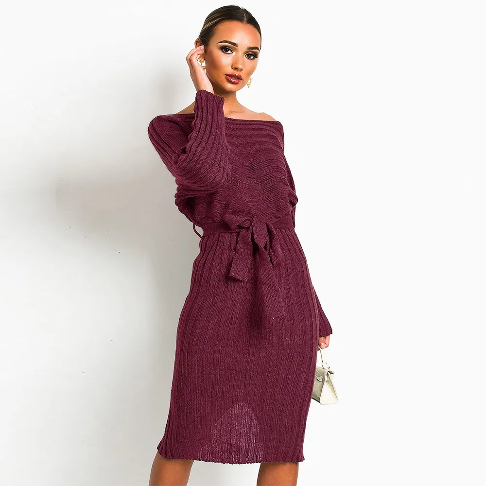 Fashion Sweater Knitted Dress Casual Dress Women Clothes